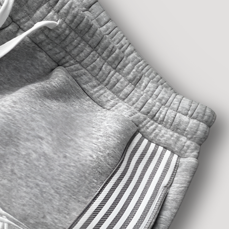 White Stripes Patchwork Baggy Sweatpants Gray