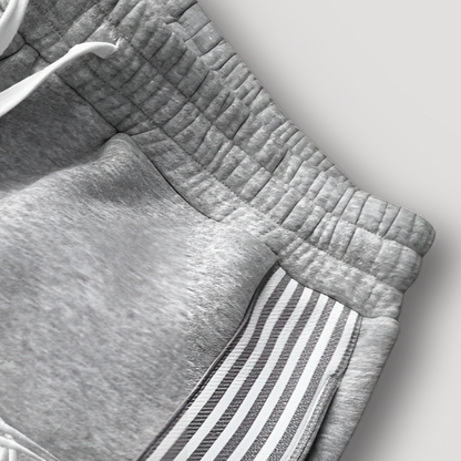 White Stripes Patchwork Baggy Sweatpants Gray