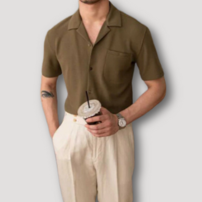 Men's Short Sleeve Cuban Collar Shirt
