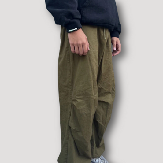 Green Baggy Parachute Pants