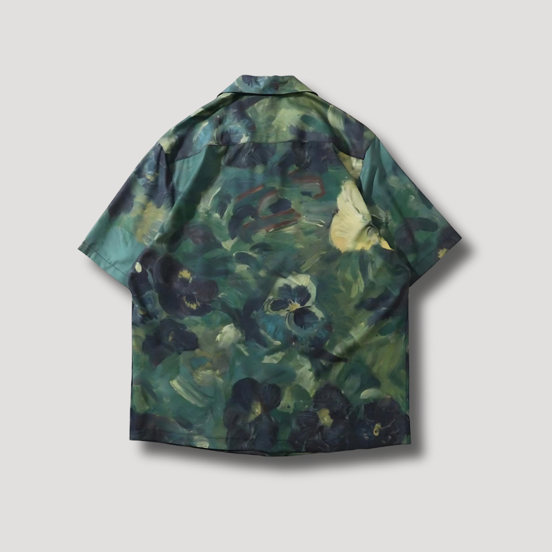 Green Flower Oil Painting Hawaiian Shirt