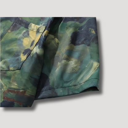 Green Flower Oil Painting Hawaiian Shirt