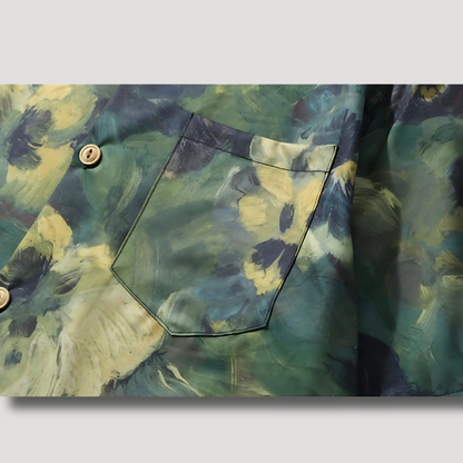 Green Flower Oil Painting Hawaiian Shirt