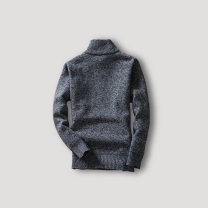 Quarter Zip Turtleneck Knitted Sweater for Men