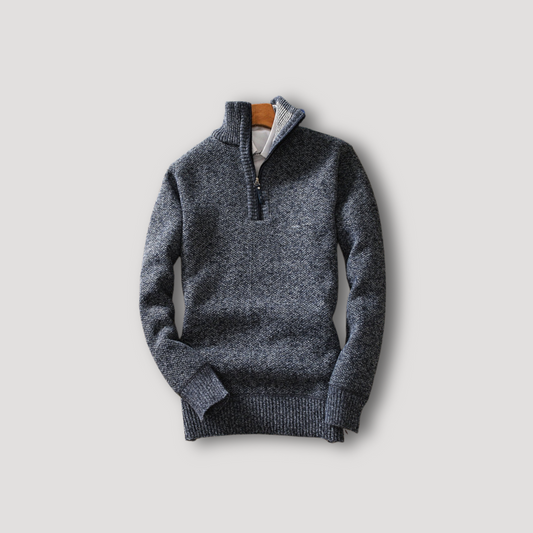 Quarter Zip Turtleneck Knitted Sweater for Men