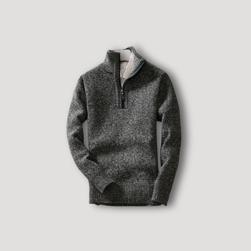 Quarter Zip Turtleneck Knitted Sweater for Men