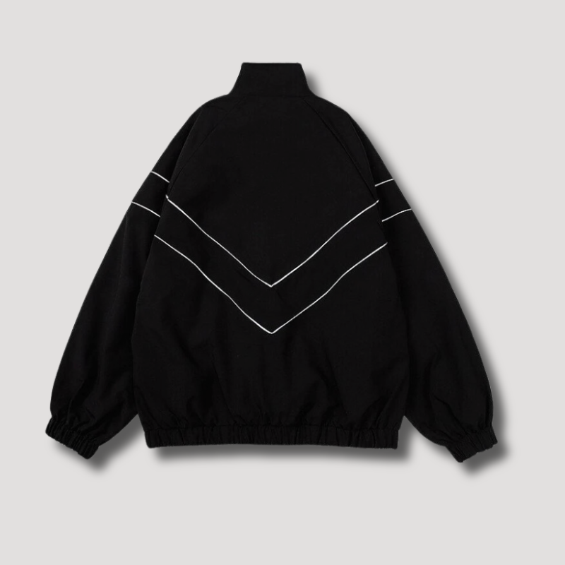 Reflective Striped Black Windbreaker Jacket