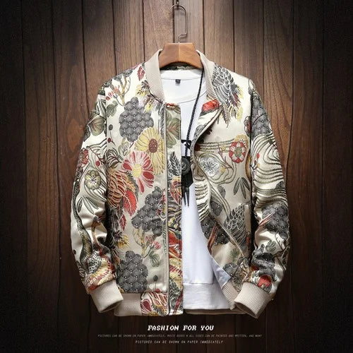 Japanese Embroidered Bomber Jacket Men's Harajuku Streetwear Plus Size Coat
