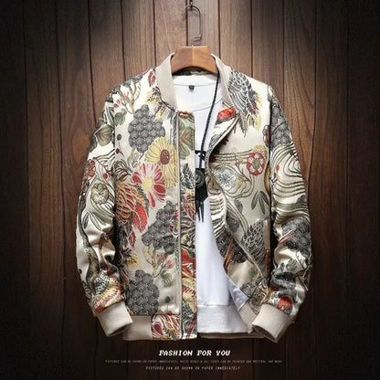 Japanese Embroidered Bomber Jacket Men's Harajuku Streetwear Plus Size Coat