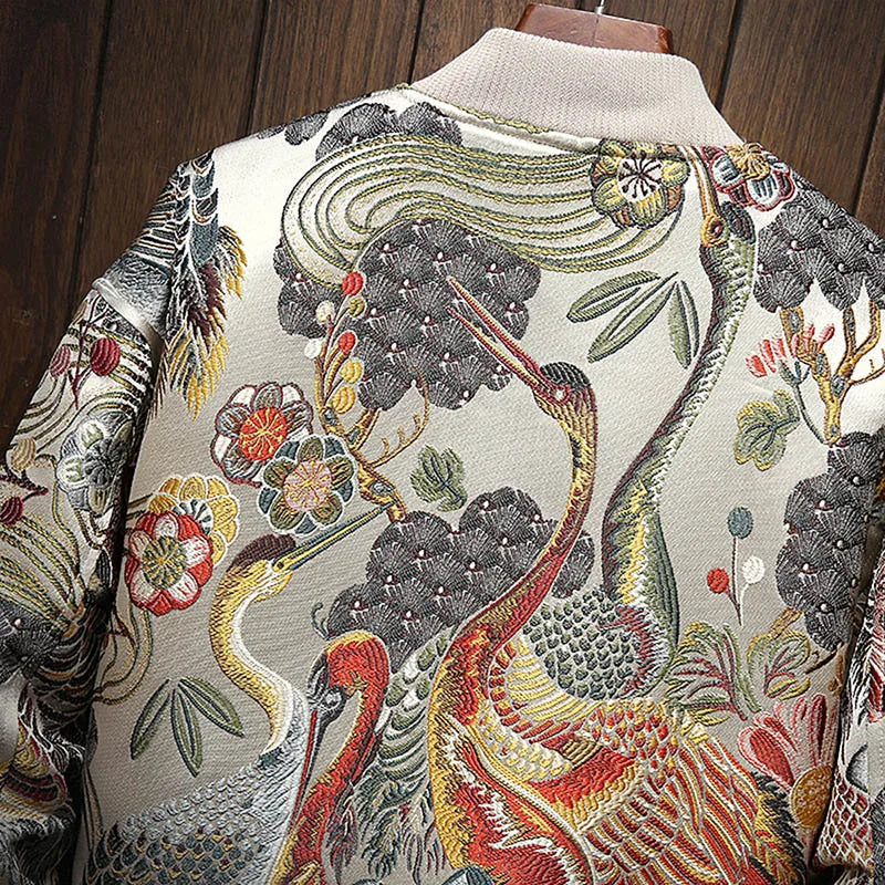 Japanese Embroidered Bomber Jacket Men's Harajuku Streetwear Plus Size Coat