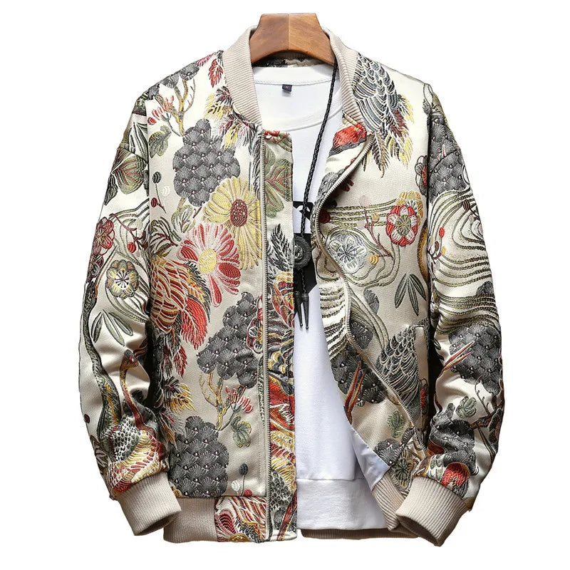 Japanese Embroidered Bomber Jacket Men's Harajuku Streetwear Plus Size Coat