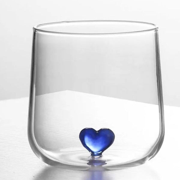Heart Handblown Glassware - Unique Cocktail - Crystal Clear