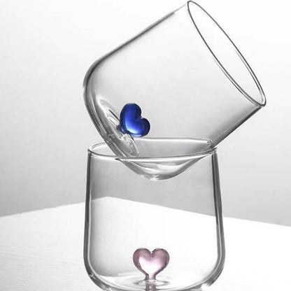 Heart Handblown Glassware - Unique Cocktail - Crystal Clear