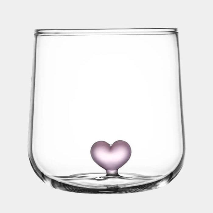 Heart Handblown Glassware - Unique Cocktail - Crystal Clear