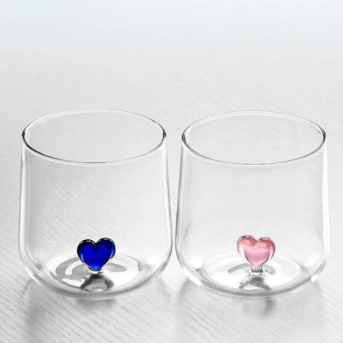 Heart Handblown Glassware - Unique Cocktail - Crystal Clear