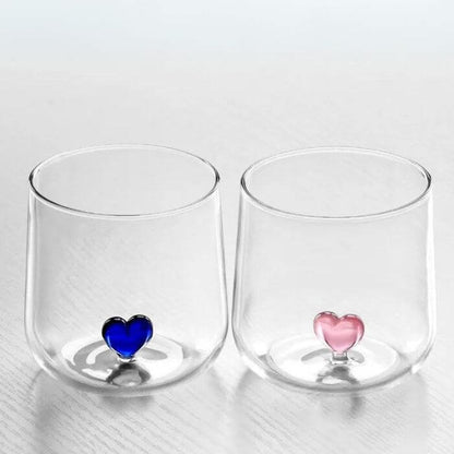 Heart Handblown Glassware - Unique Cocktail - Crystal Clear