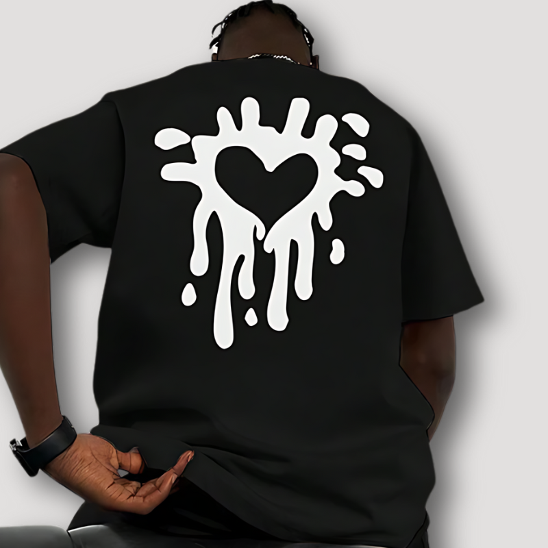 Heart Paint Dripping Graphic T Shirts for Men