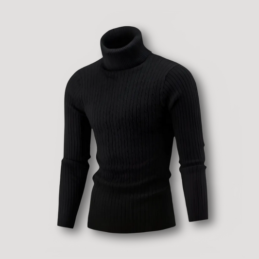 Knitted Turtleneck Sweater Cable Knit for Men