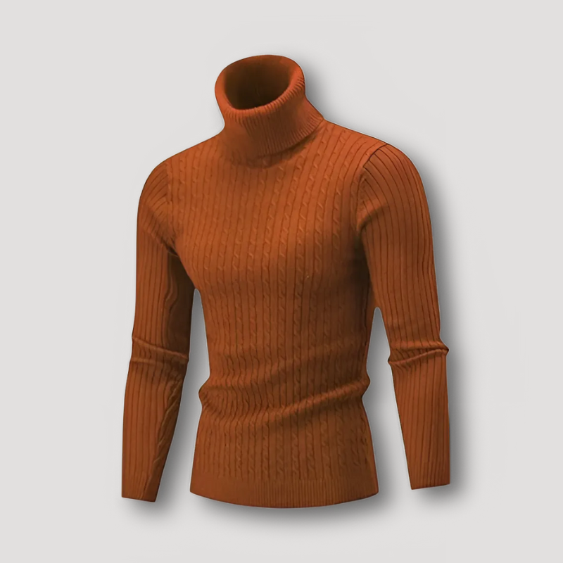 Knitted Turtleneck Sweater Cable Knit for Men