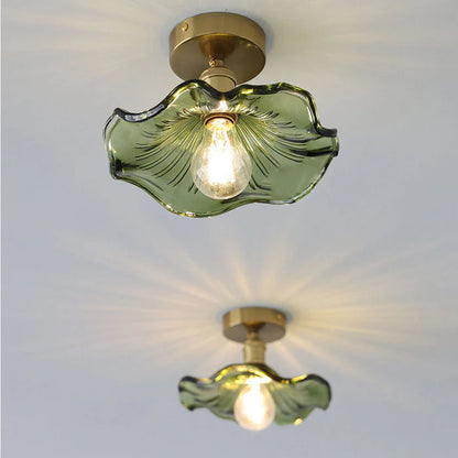 Hibiscus Shape Ceiling Lamp - Glass Style - Semi-Up lighted Install Fixtures