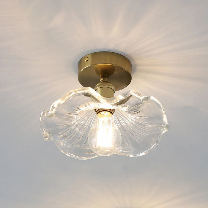 Hibiscus Shape Ceiling Lamp - Glass Style - Semi-Up lighted Install Fixtures