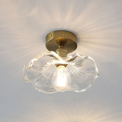 Hibiscus Shape Ceiling Lamp - Glass Style - Semi-Up lighted Install Fixtures