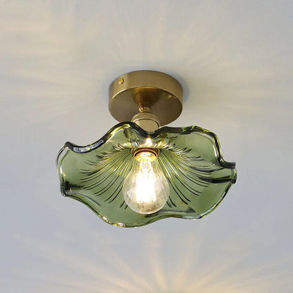 Hibiscus Shape Ceiling Lamp - Glass Style - Semi-Up lighted Install Fixtures