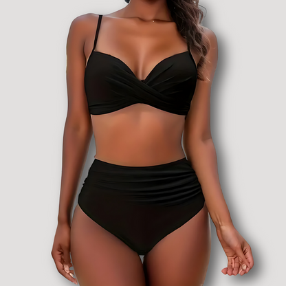 Two Piece Wrap Style Ruched High Waisted Bikini Set