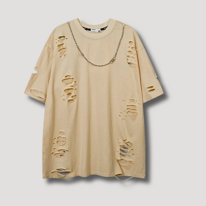 Hip Hop Chain Ripped Shirt