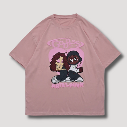 Goddess Heart Cartoon Couple Graphic Tess T Shirt