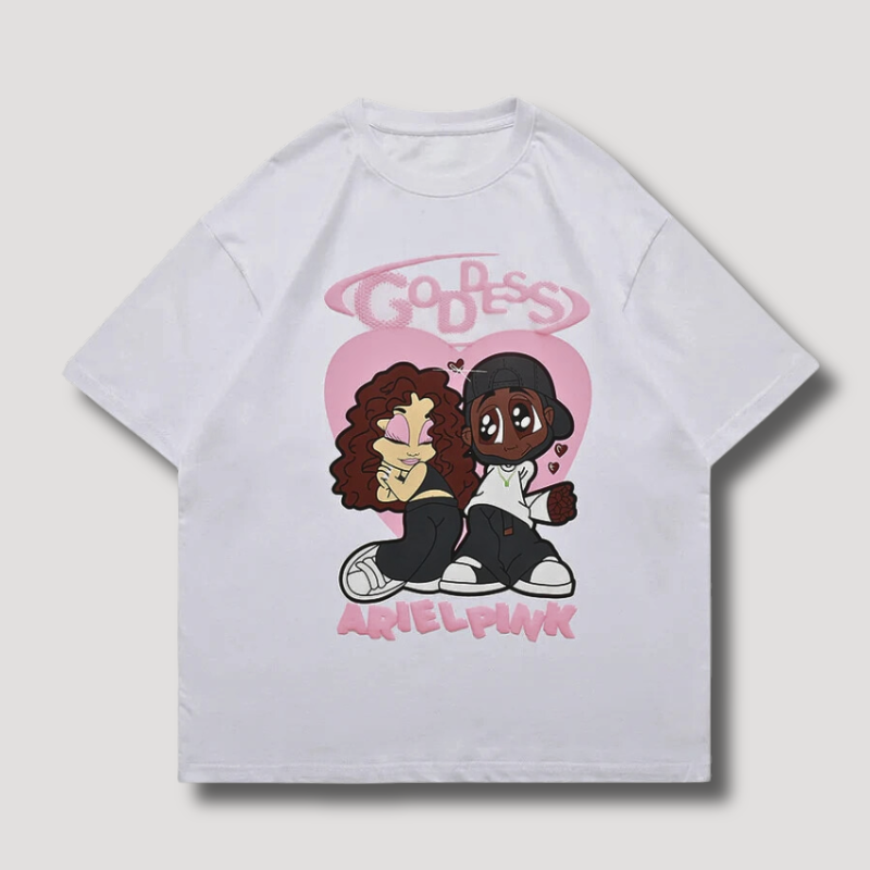 Goddess Heart Cartoon Couple Graphic Tess T Shirt