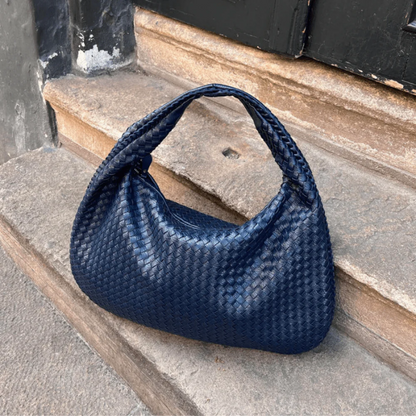 Basket Weave Woven Slouchy Leather Hobo Bags