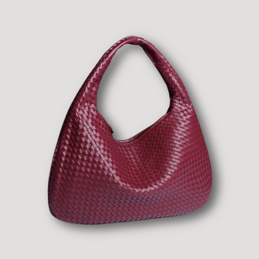 Basket Weave Woven Slouchy Leather Hobo Bags