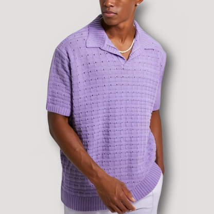 Hollow Out Men Knit Polo Shirt