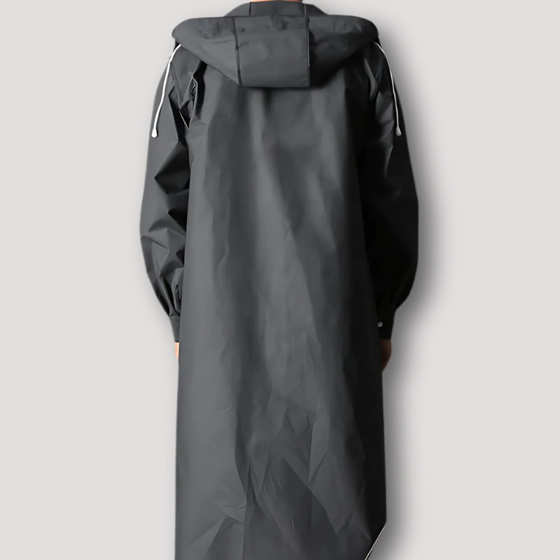 Minimalist Long Hooded Trench Coat Men Black