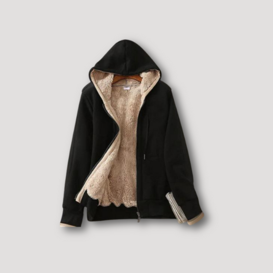 Sherpa-Lined Fleece Jacket With Hoodie for Women