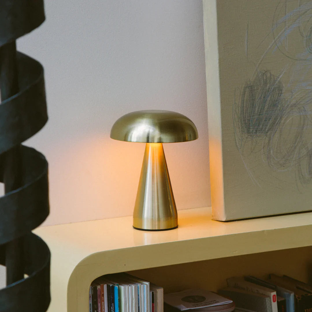 Gold LED Mushroom Lamp - Cordless - Rechargeable