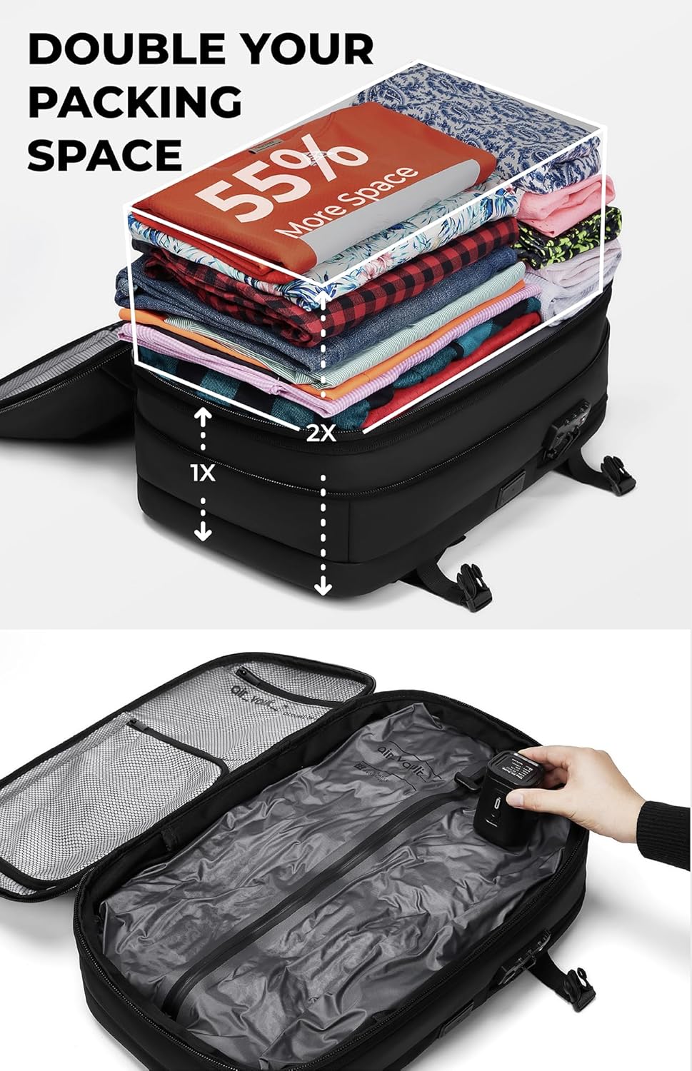 Air Travel Bag - Travel Backpack - Lightweight Nylon - Compact - Men's & Women's Carry-On