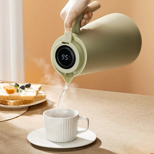 Insulated Thermos Flask - 1 Litre Vacuum Flask - Smart Temperature Display - Non Electric