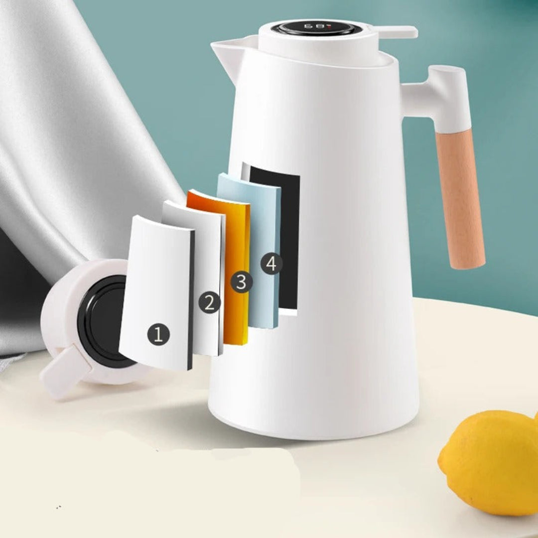 Insulated Thermos Flask - 1 Litre Vacuum Flask - Smart Temperature Display - Non Electric