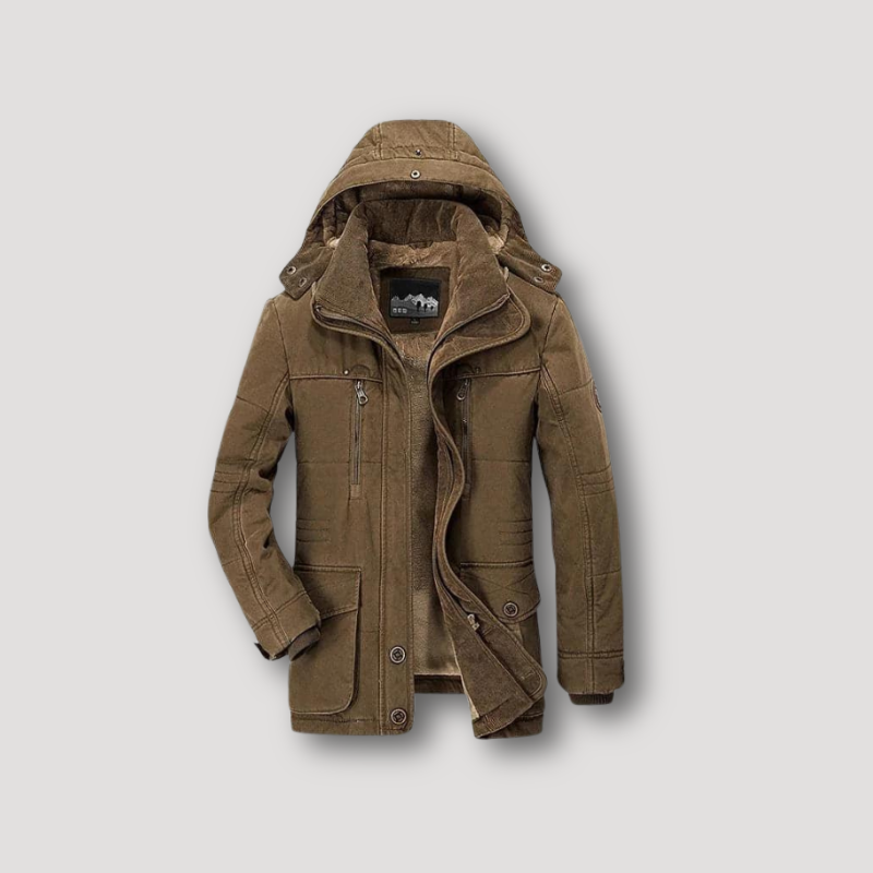 Sherpa-lined Detachable Hood Winter Jacket for Men