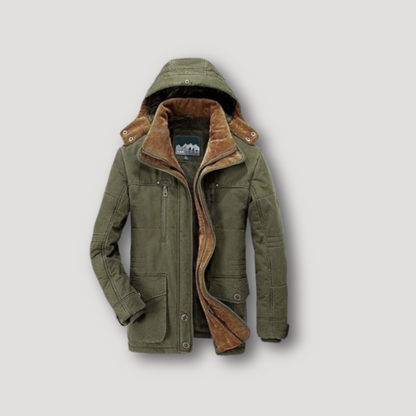 Sherpa-lined Detachable Hood Winter Jacket for Men