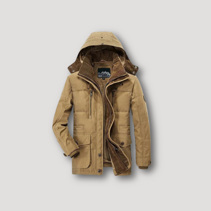 Sherpa-lined Detachable Hood Winter Jacket for Men