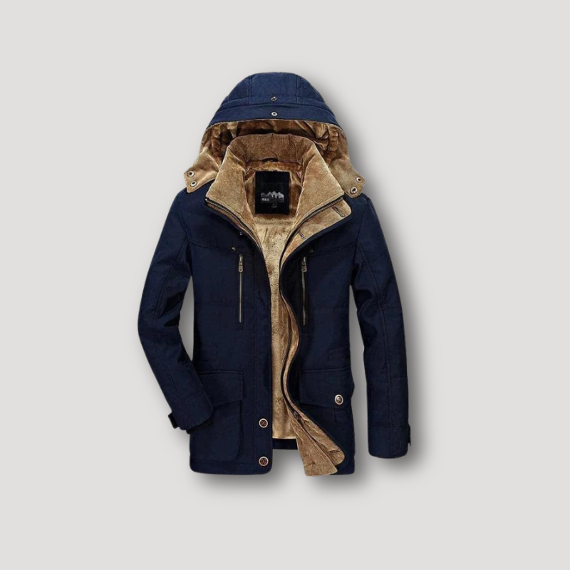 Sherpa-lined Detachable Hood Winter Jacket for Men