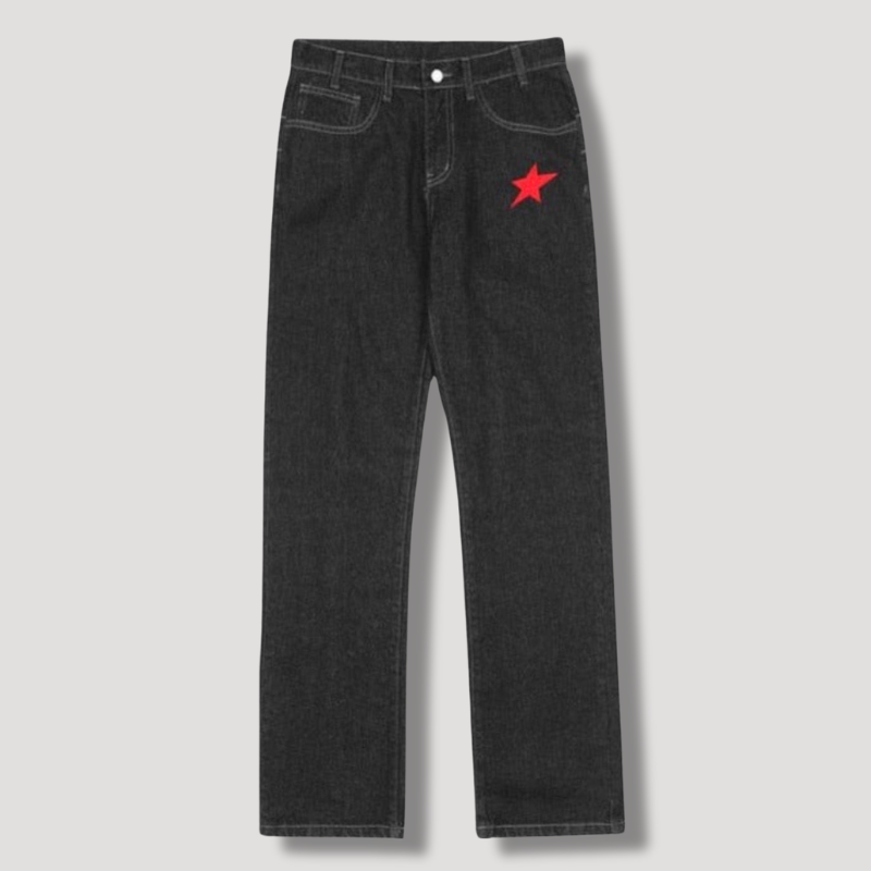 Red Star Graphic Black Jeans | RR