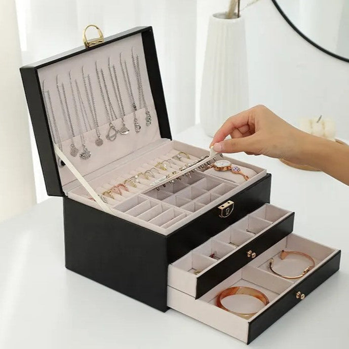 Jewelry Box Organizer - Multilayer - Large Capacity - Durable Leather