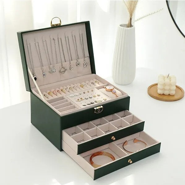 Jewelry Box Organizer - Multilayer - Large Capacity - Durable Leather