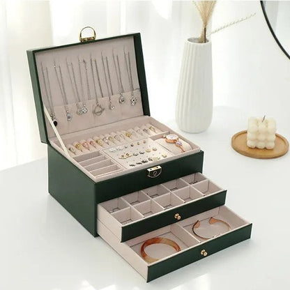 Jewelry Box Organizer - Multilayer - Large Capacity - Durable Leather