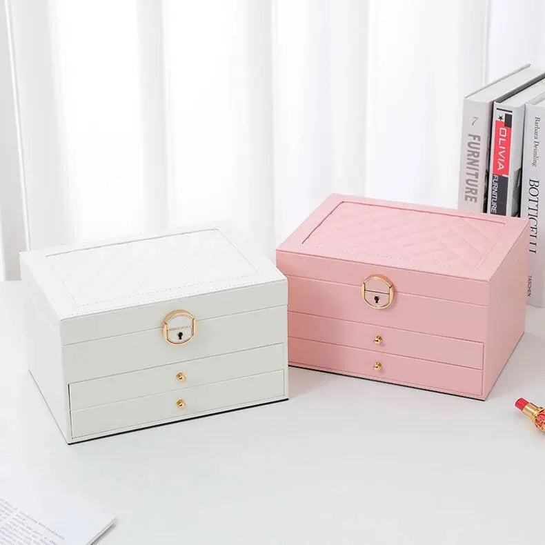 Jewelry Box Organizer - Multilayer - Large Capacity - Durable Leather