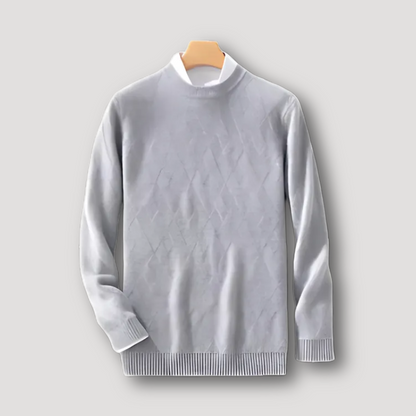 Round Neck Diamond Pattern Knit Cashmere Sweater Man